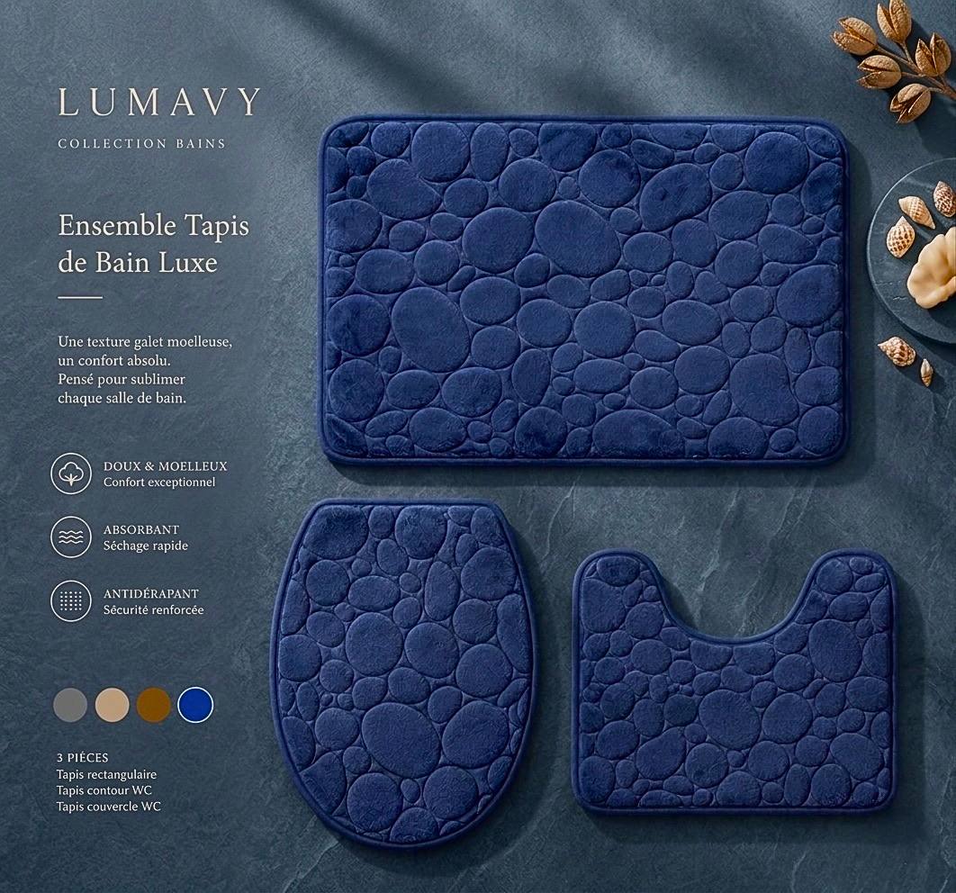 Ensemble Tapis de Bain Luxe — Bleu Nuit
